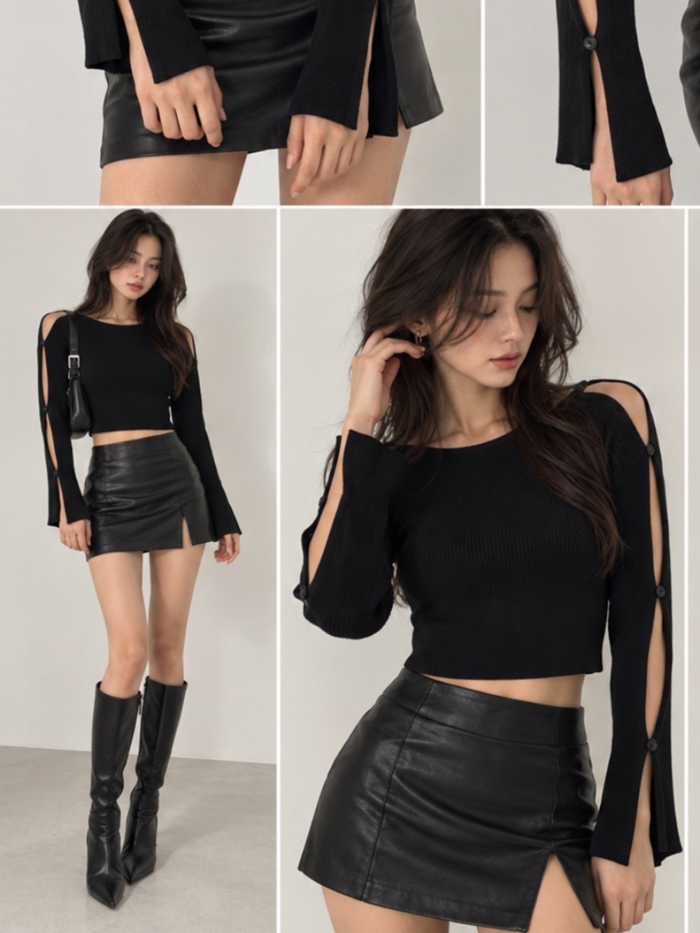 Black Cotton Cut Out Open Back Crop Top Size XS